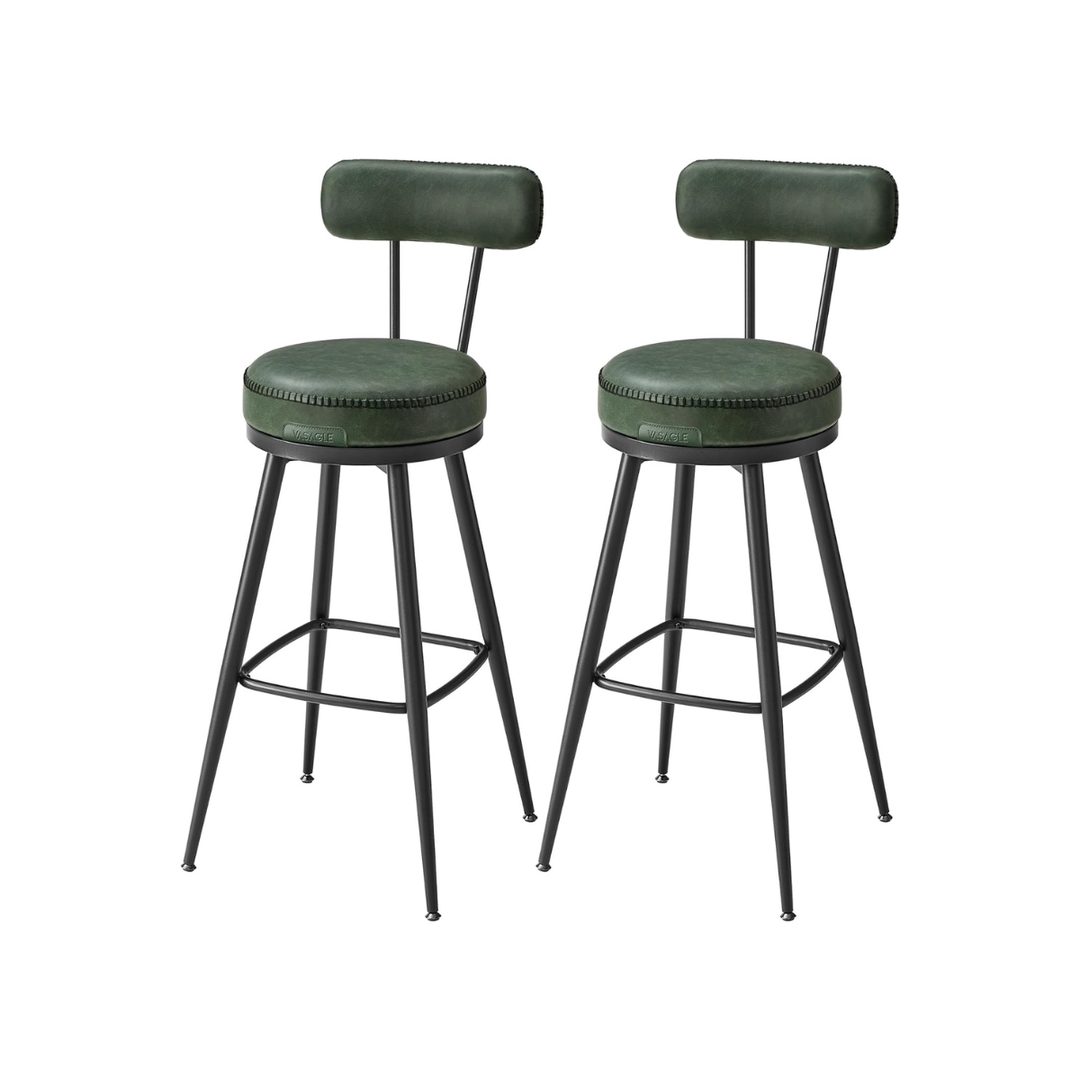 2-delige Set Barkrukken – Draaibaar 360° – Kunstlederen Zitting – Industrieel Ontwerp