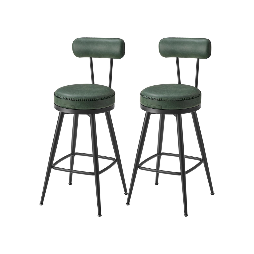 2-delige Set Barkrukken – Draaibaar 360° – Kunstlederen Zitting – Industrieel Ontwerp