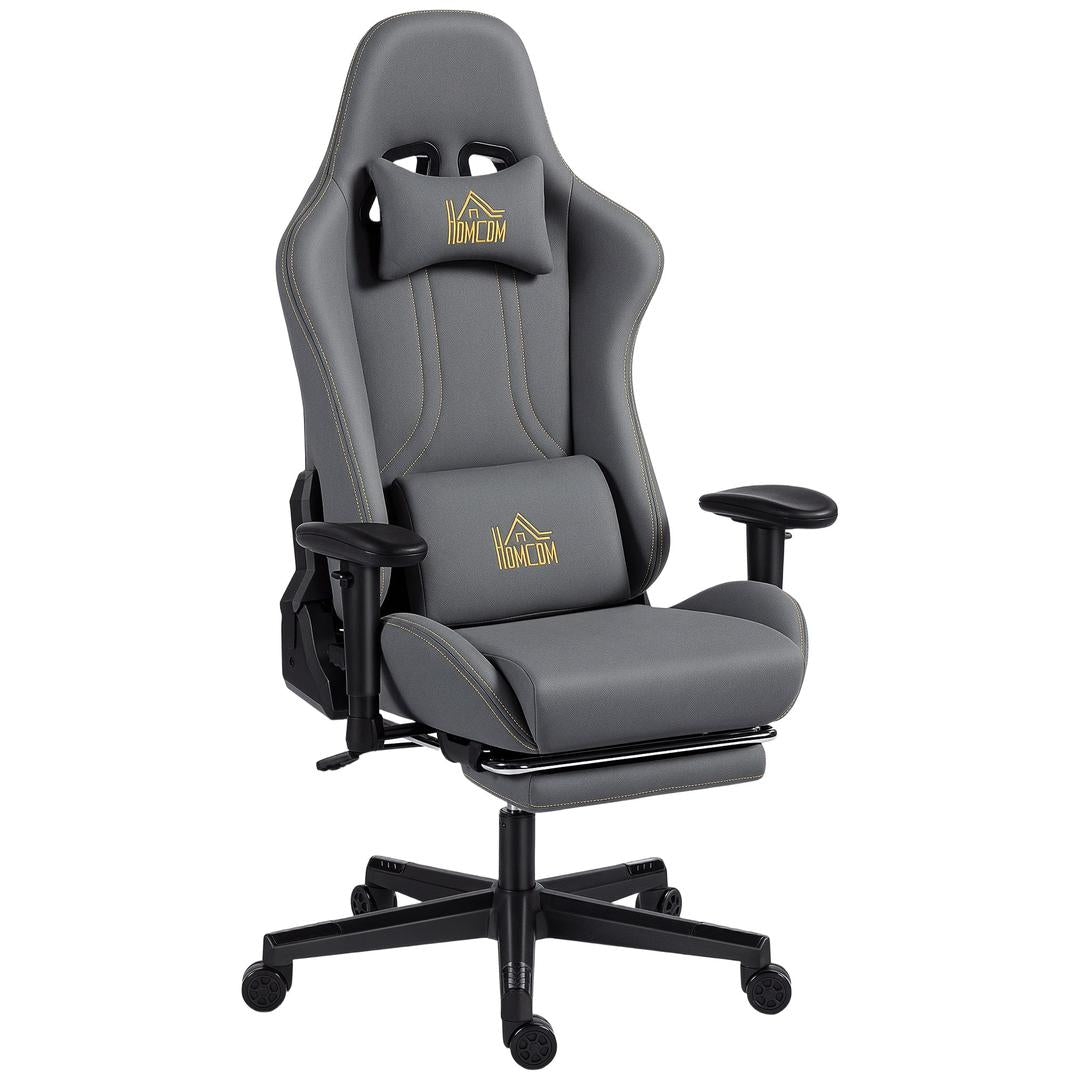 Ergonomische gamingstoel met 3D-armleuningen – verstelbare rugleuning, lendensteun en wielen, grijs