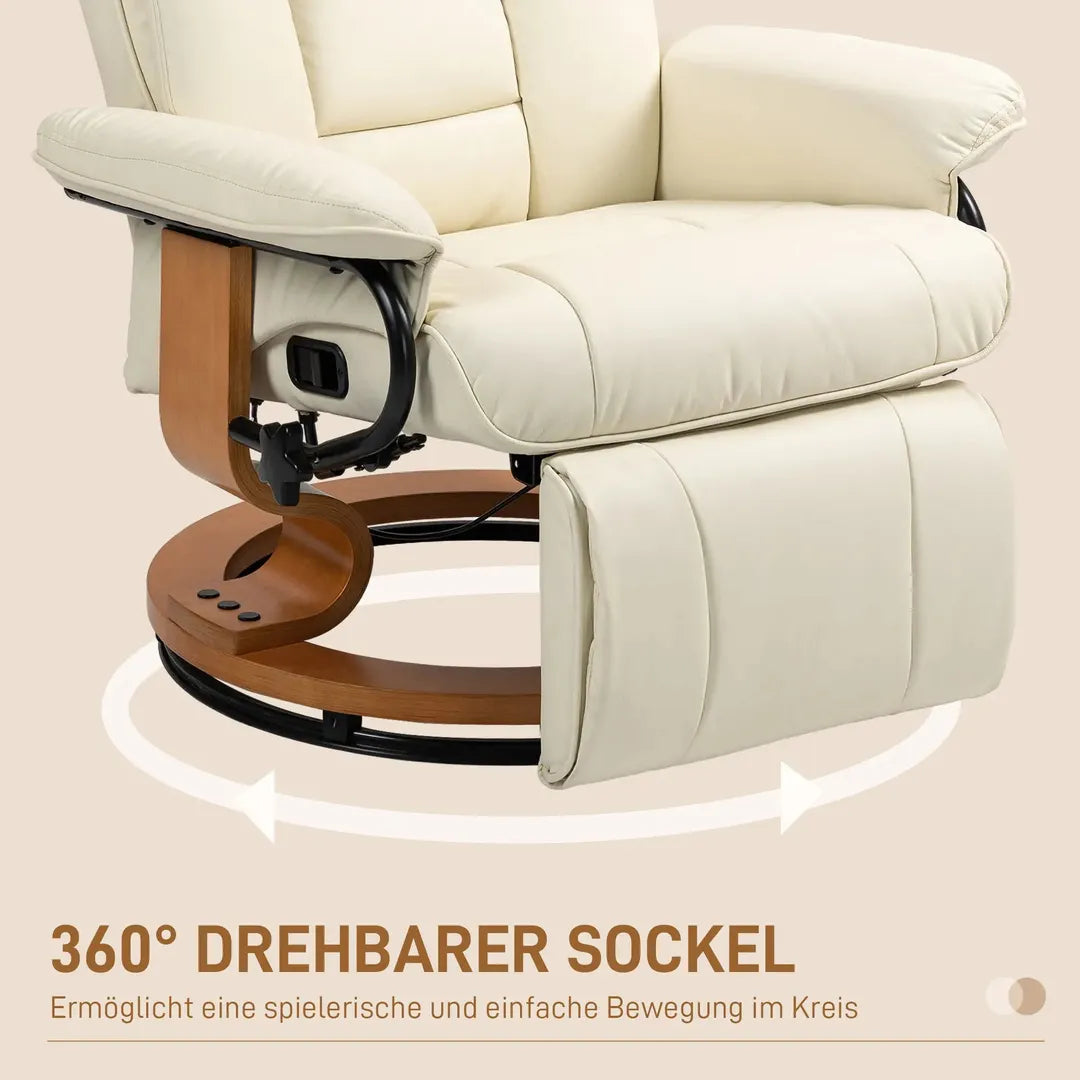 Relaxfauteuil met Ligfunctie – Draaibaar – Kunstleer Zwart – Stalen Frame – Max. 150 kg