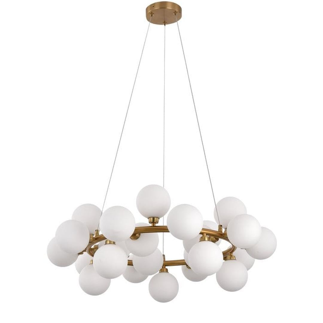 Hanglamp met witte glazen kelken – modern design – gouden messing frame – 60 x 40 x 30 cm