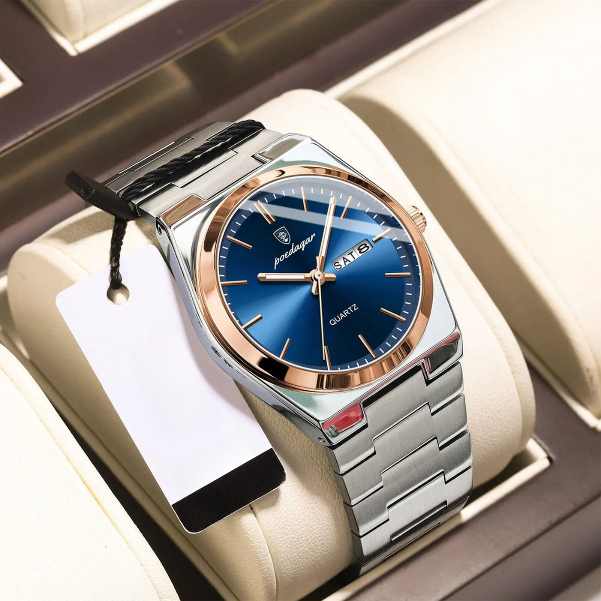 horloge in roségoud zwart – met de meegeleverde onderdelen