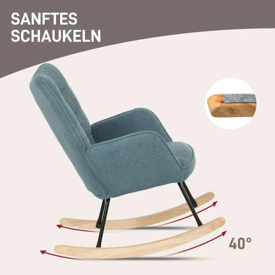 Schommelstoel van massief hout – fauteuil – 98 x 71 x 101 cm – natuurlijk hout