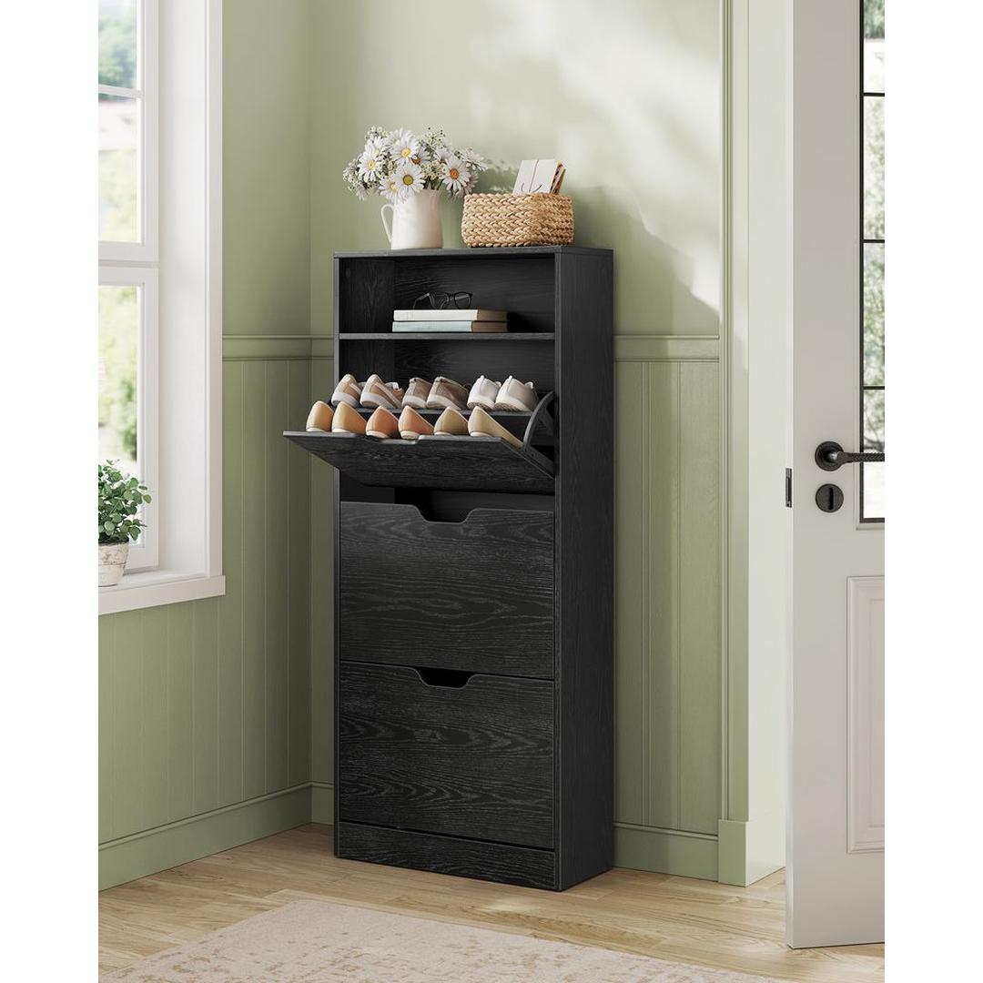 Hoge Schoenenopbergkast met Meerdere Vakken – Slank Formaat – Modern en Tijdloos Ontwerp