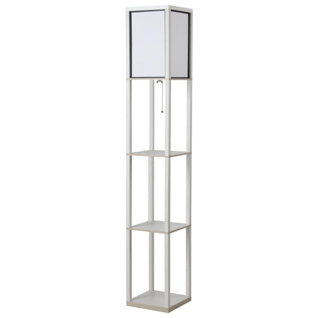 Staande lamp met planken – houten frame – 26 x 26 x 160 cm – zonder lamp
