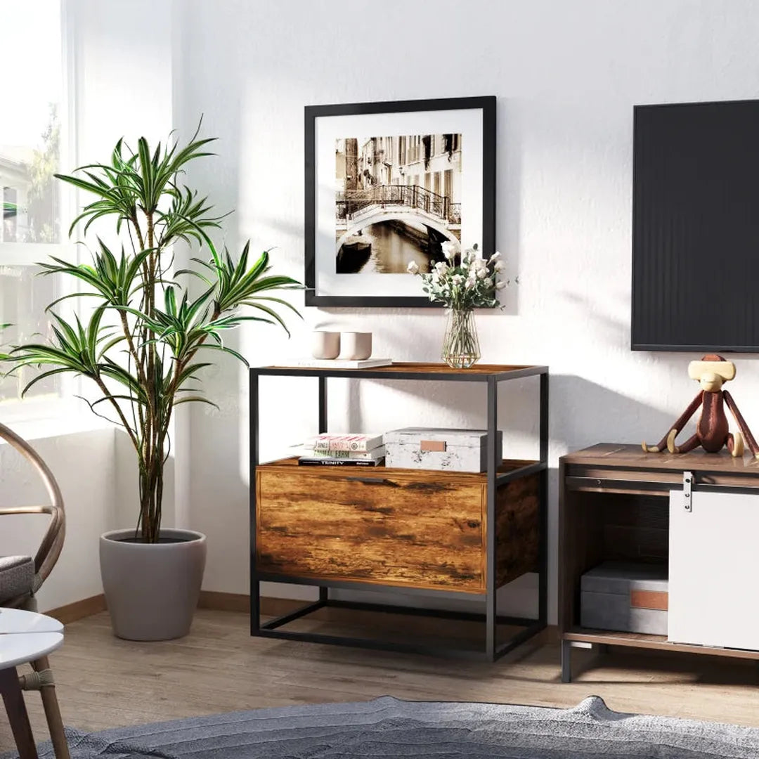 Keukenwagen met Lade en Legplank – Serveerwagen op Wielen van Spaanplaat – 60 × 30 × 65 cm – Naturel