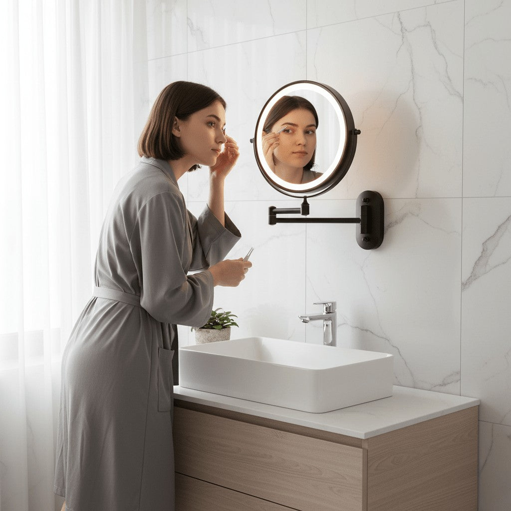 Ingvar spiegel in chrome – in een woonkamer