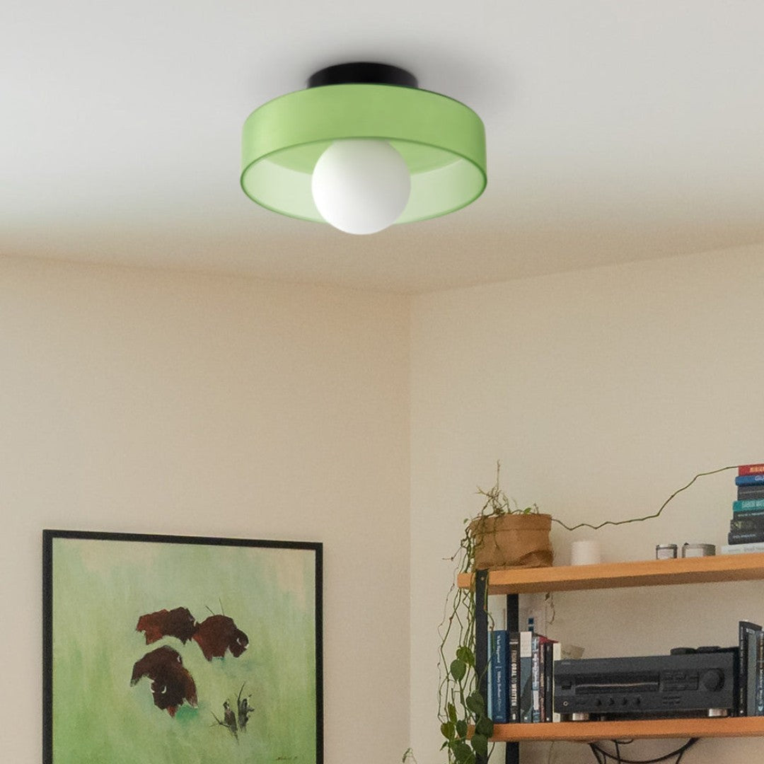 Ivarda plafondlamp in wit van glas – zijaanzicht