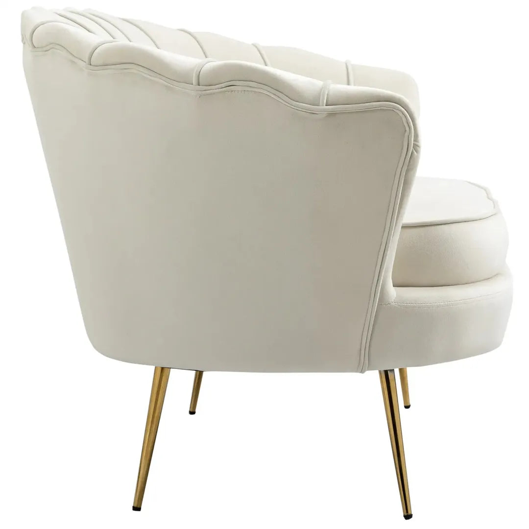 Bank 2-Zits – Stoffen Bekleding in Fluweeloptiek – Crème/Goud – Belastbaar tot 150 kg