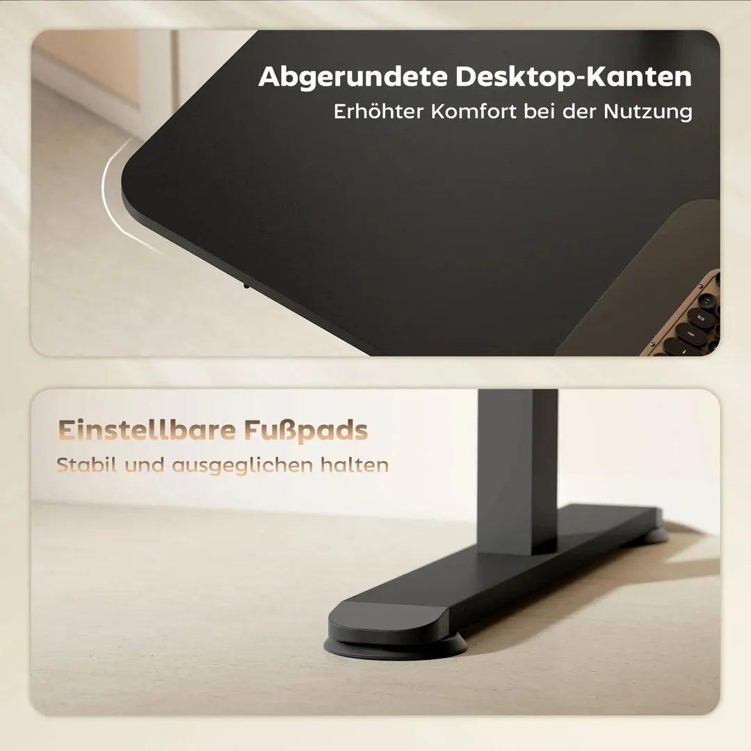 In hoogte verstelbaar sta-bureau – elektrisch computertafel met geheugenfunctie, 140 × 70 × 72–116 cm, wit