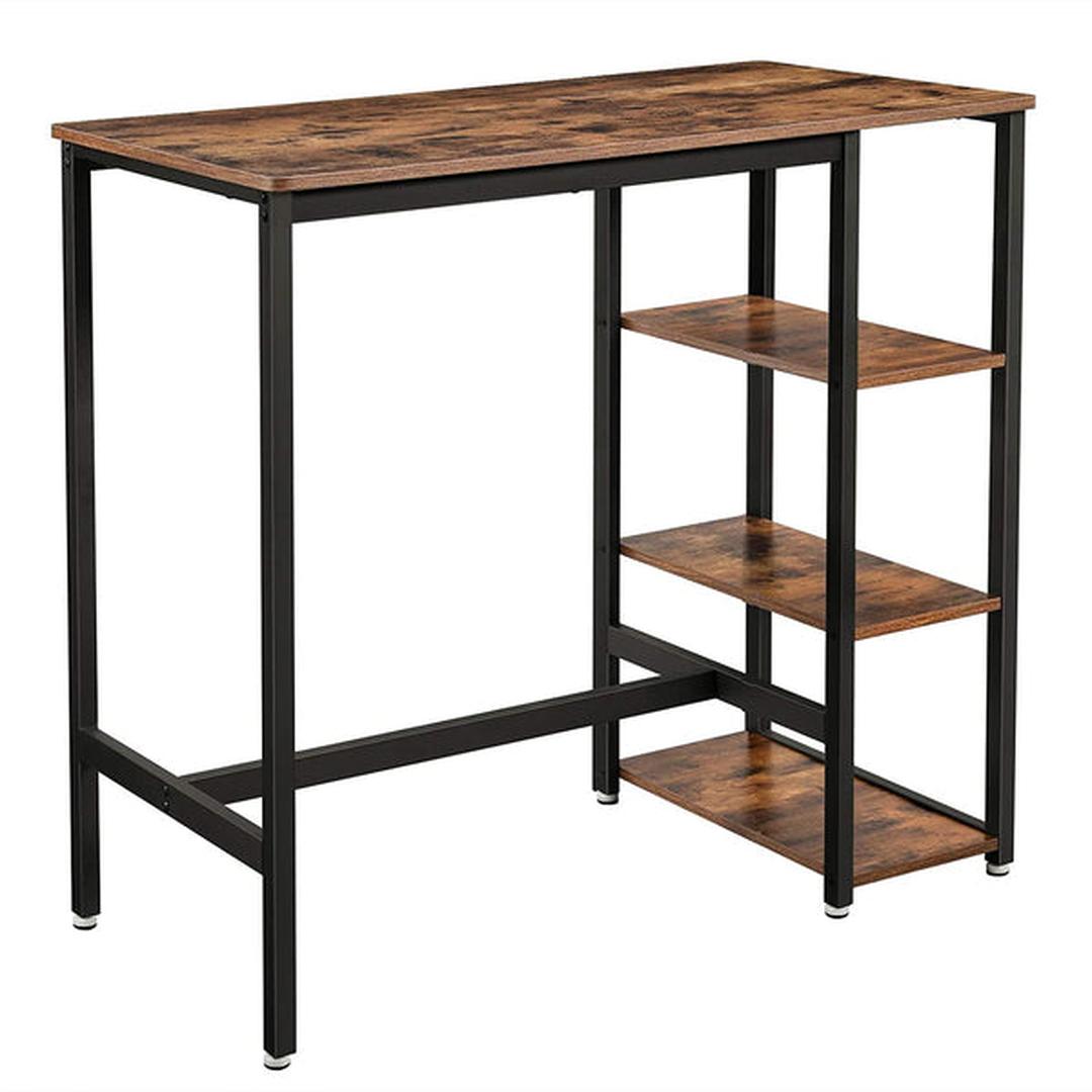 Bartafel met 3 Planken – Houten Statafel in Bruin/Zwart, 109 × 60 × 100 cm