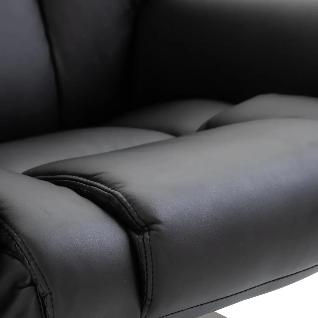 Relaxfauteuil met Massagefunctie en Voetenbank – Kunstleer Zwart – Verstelbaar 79 × 82 × 101 cm