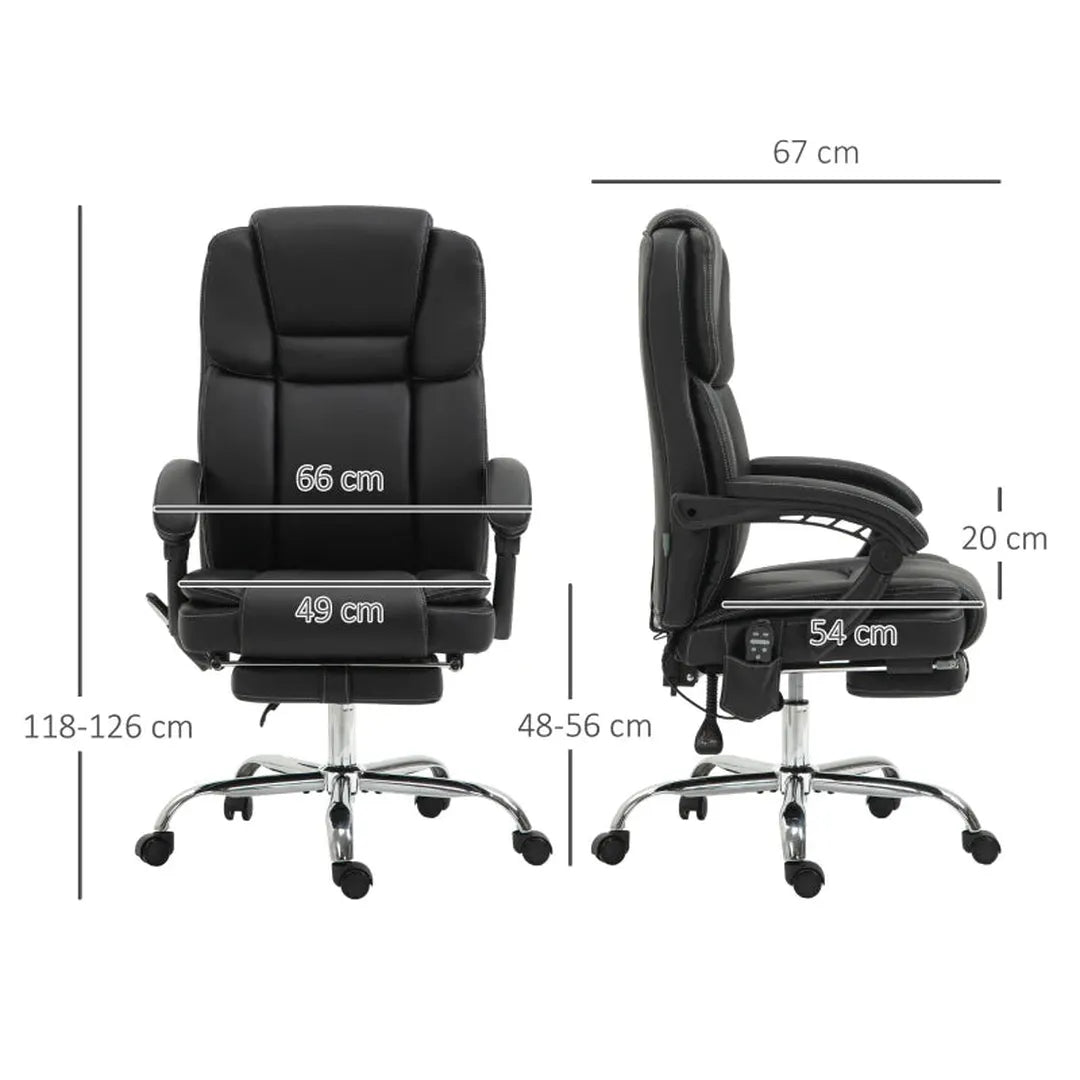 Bureaustoel zwart – Verstelbare draaistoel met voetsteun en hoofdsteun – Massagestoel met 7 massagepunten 68x79x104-112 cm