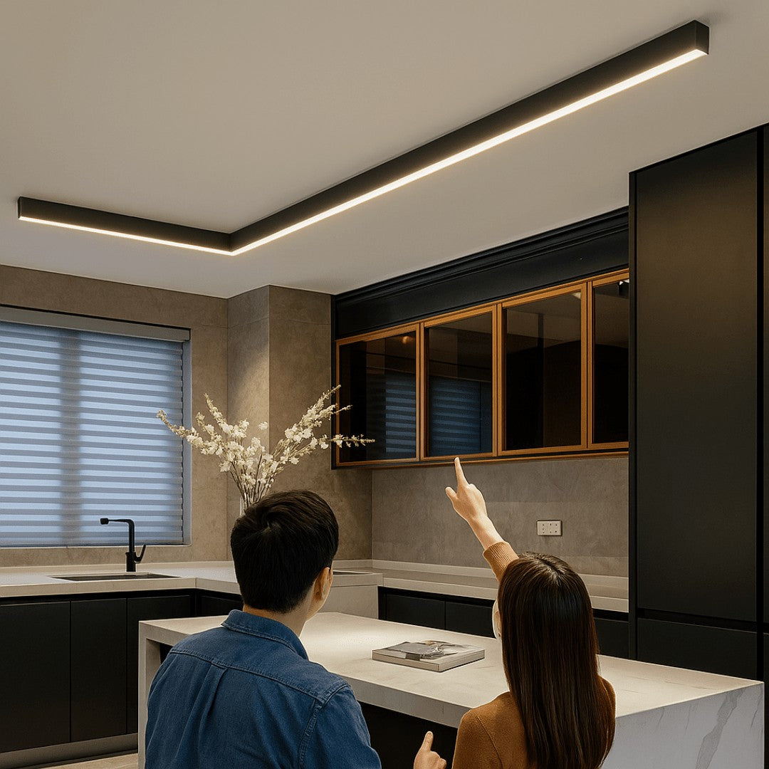 Kalora plafondlamp van aluminium en acryl glas – zijaanzicht