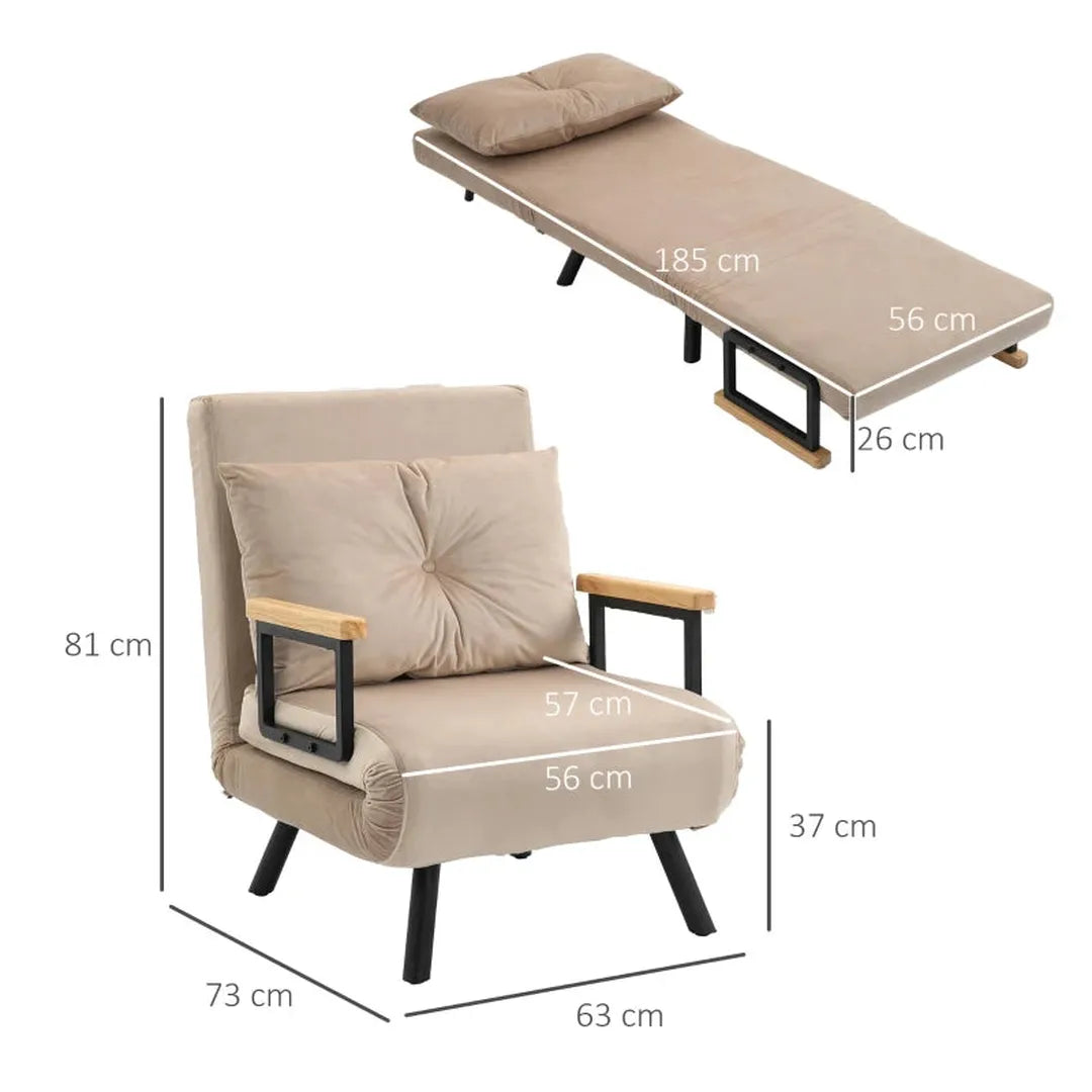 Relaxfauteuil Scandinavisch design – verstelbare rugleuning – inclusief gestikte kussen – zwart/naturel
