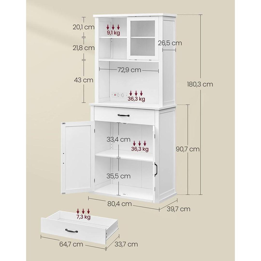 Keukenkast met verlichting en stopcontact – multifunctioneel opbergmeubel – praktisch en stijlvol