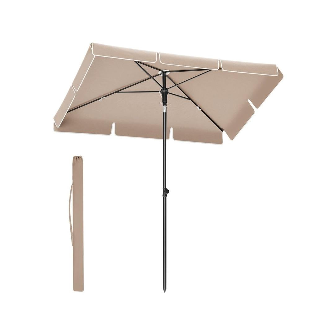 Rechthoekige parasol – kantelbaar en in hoogte verstelbaar – UPF 50+ UV-bescherming – 200x125, 230x150 of 180x125 cm