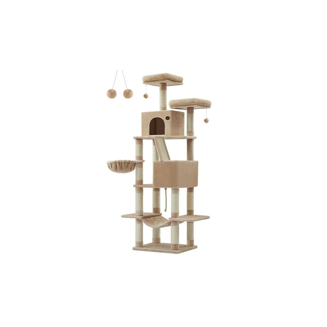 Krabpaal – 206 cm hoog – met ligplaatsen en speelzones voor katten