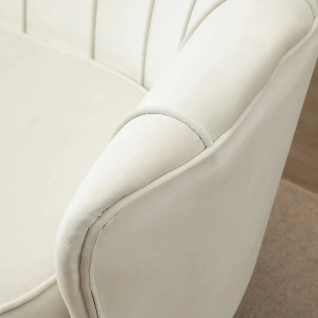 Bank 2-Zits – Stoffen Bekleding in Fluweeloptiek – Crème/Goud – Belastbaar tot 150 kg