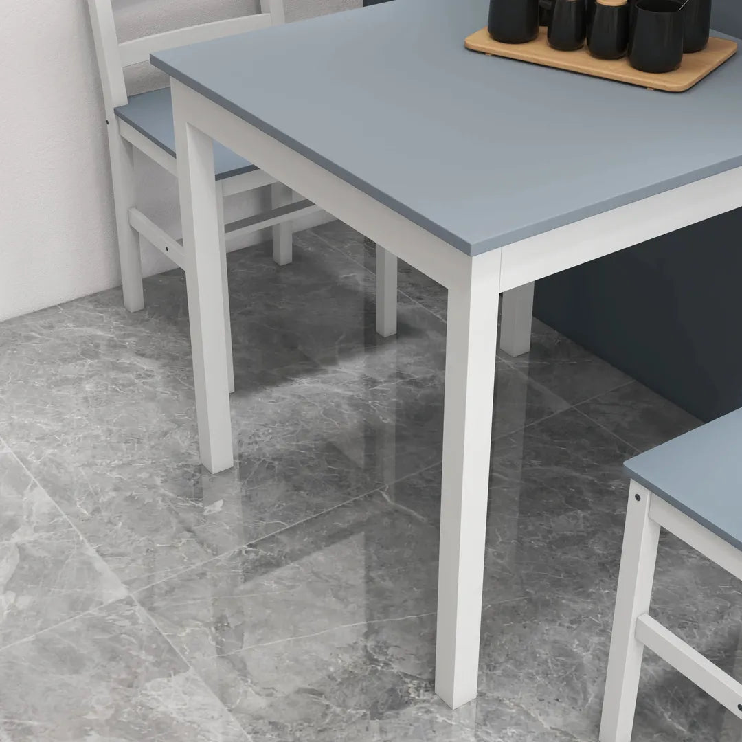 Eettafelset voor 2 Personen – 1 Tafel, 2 Stoelen van Grenenhout – Wit en Grijs