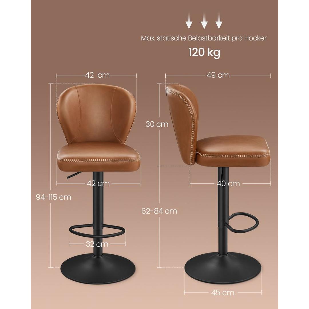 Set van 2 of 4 Luxe Barkrukken – Verstelbare Hoogte en 360° Draaibaar – Comfortabele Barstoelen voor Keuken of Eiland