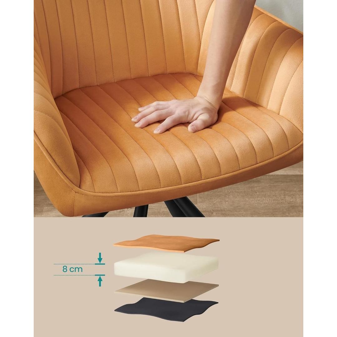 Luxe Eetkamerstoel met Armleuningen – 360° Draaibaar – Comfortabele Draaistoel voor Eetkamer of Keuken