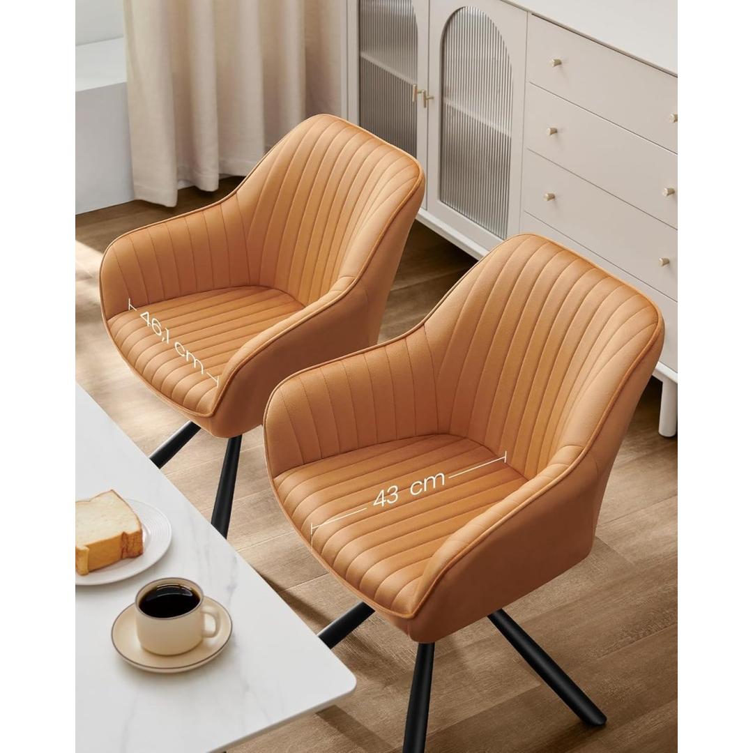 Luxe Eetkamerstoel met Armleuningen – 360° Draaibaar – Comfortabele Draaistoel voor Eetkamer of Keuken