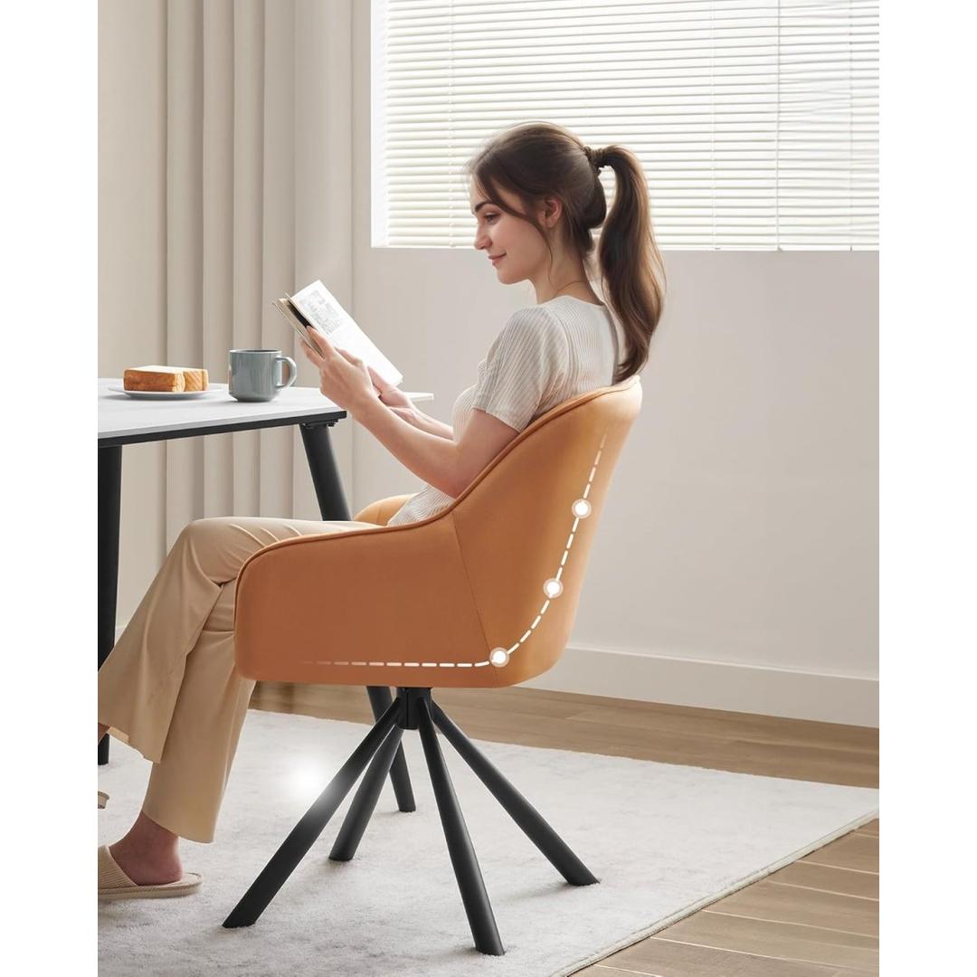 Luxe Eetkamerstoel met Armleuningen – 360° Draaibaar – Comfortabele Draaistoel voor Eetkamer of Keuken