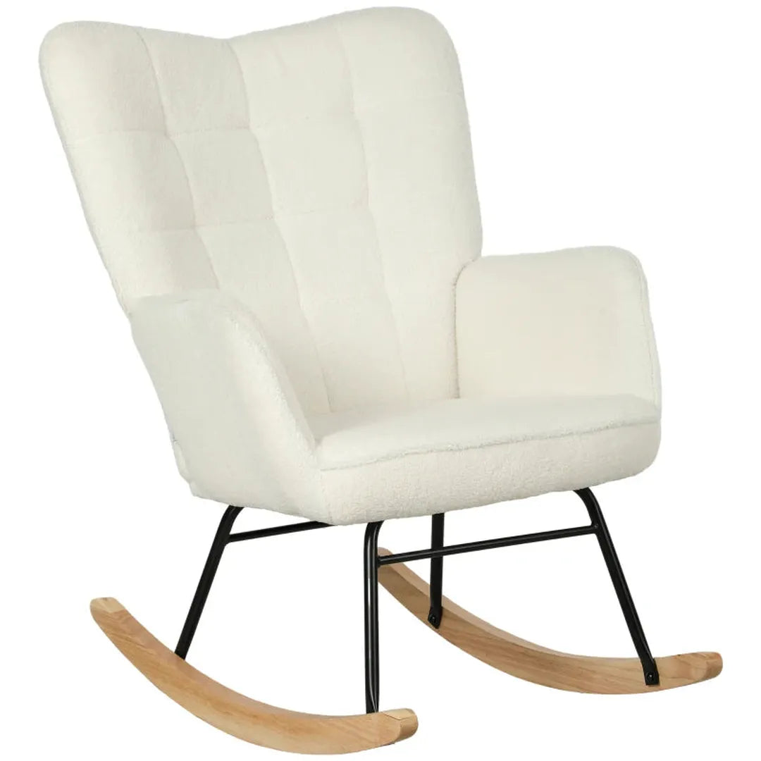 Schommelstoel van massief hout – fauteuil – 98 x 71 x 101 cm – natuurlijk hout