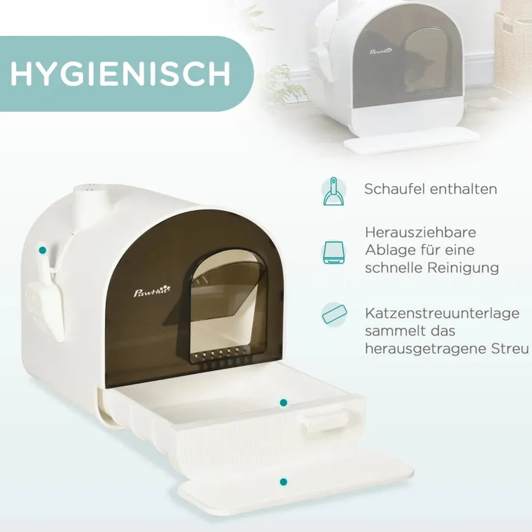 Kattenbak met filter – inclusief 1 vervangfilter en vloermat – 43 x 44 x 47 cm