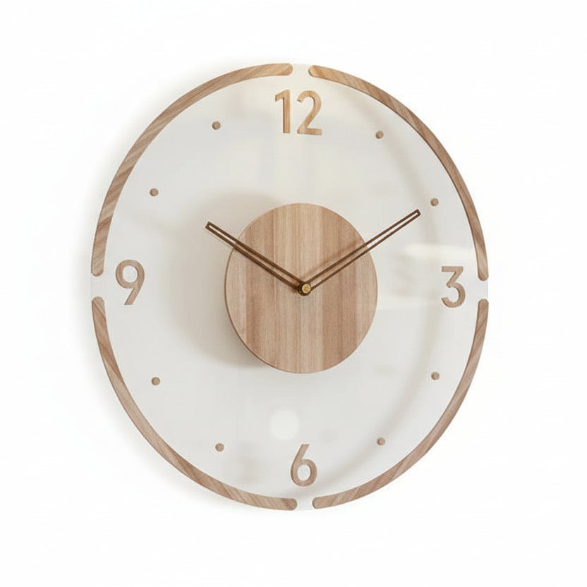 Marric wandklok van e0 quality hout – sustainable and free of harmful substances – detailfoto van de afwerking