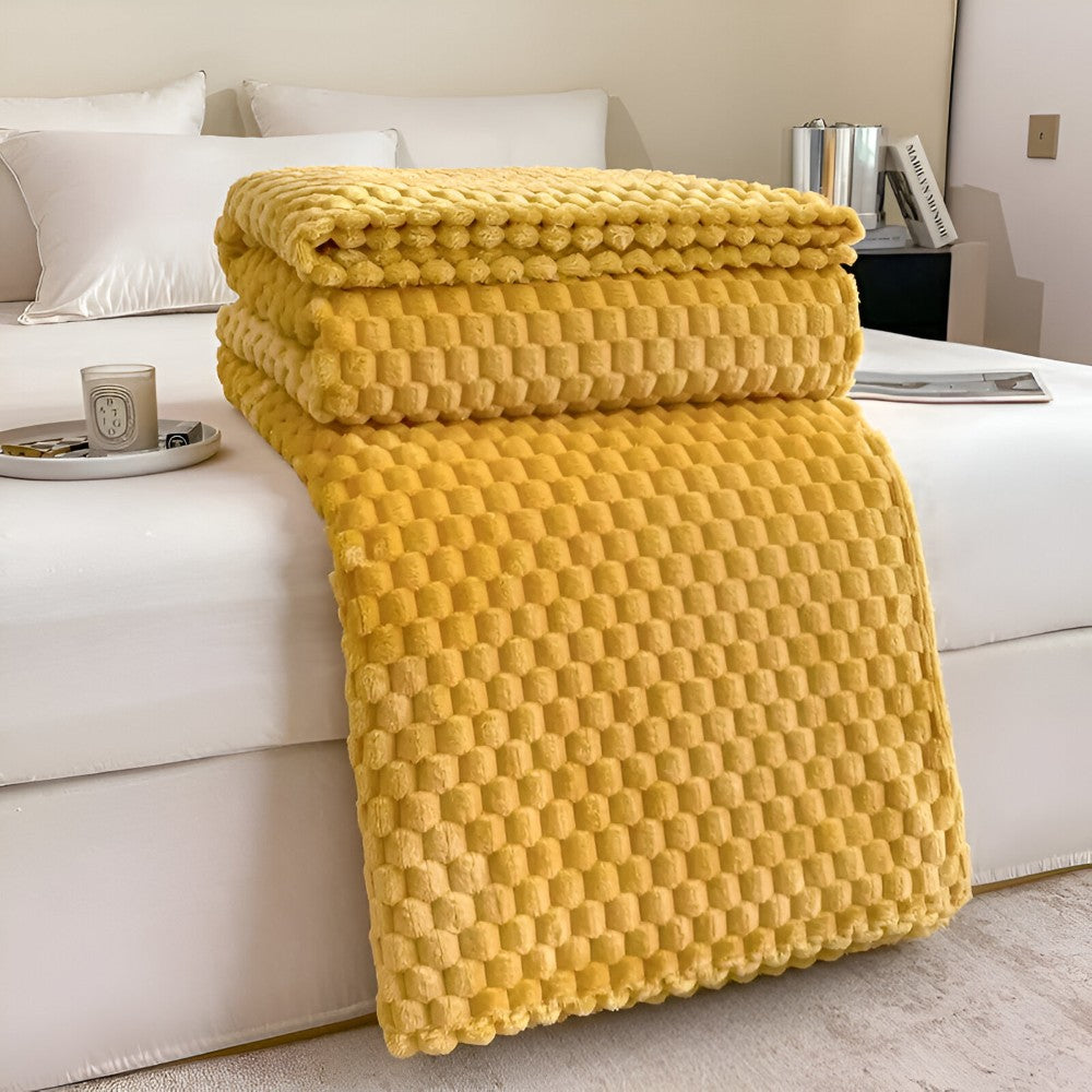 Meldra plaid van polyester – detailfoto van de afwerking