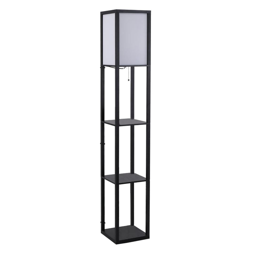 Staande lamp met planken – houten frame – 26 x 26 x 160 cm – zonder lamp