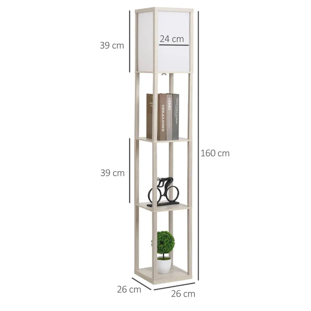Staande lamp met planken – houten frame – 26 x 26 x 160 cm – zonder lamp