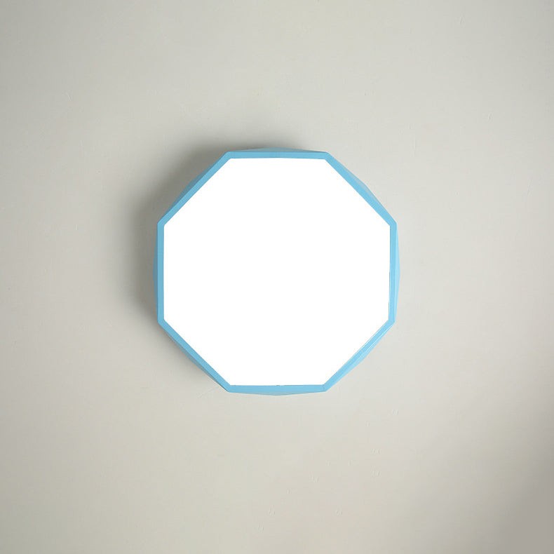Nervik plafondlamp in blauw van ijzer, acryl – zijaanzicht