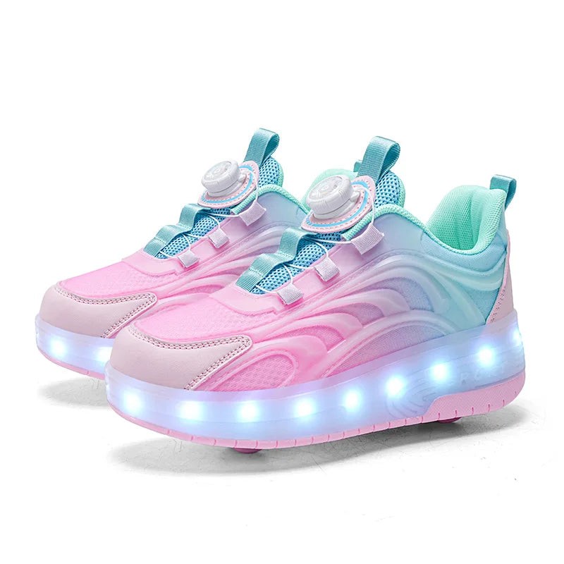 Nord2312 schoen in roze van kunststof, textiel verlichte wielen met led-licht usb oplaadbaar voor gemak en duurzaamheid