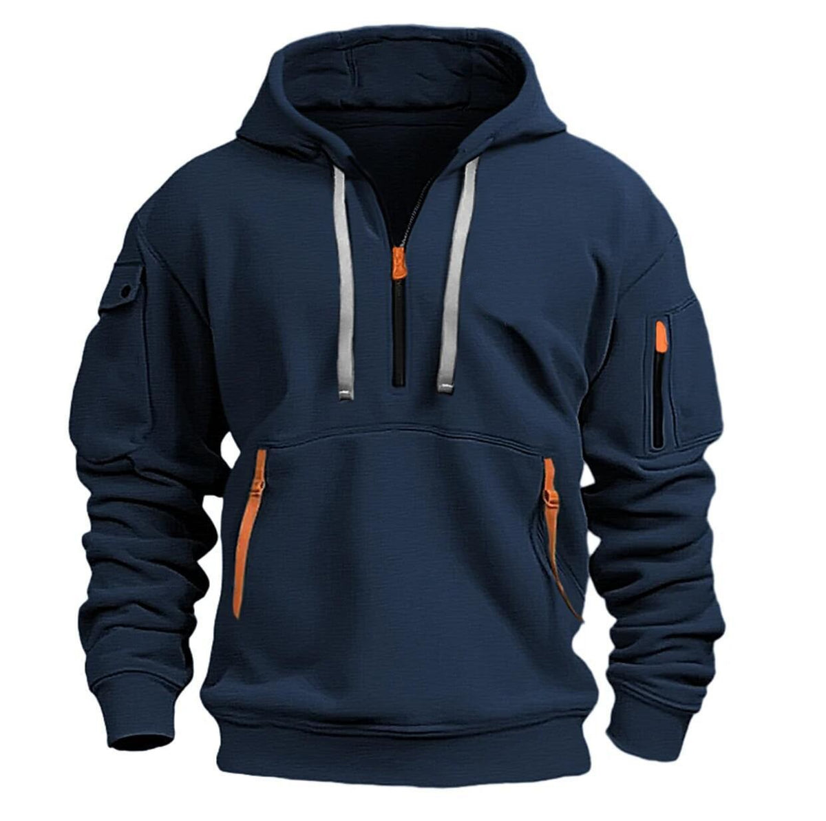 Nord3916 trui in marineblauw van 100% polyester – close-up van het materiaal
