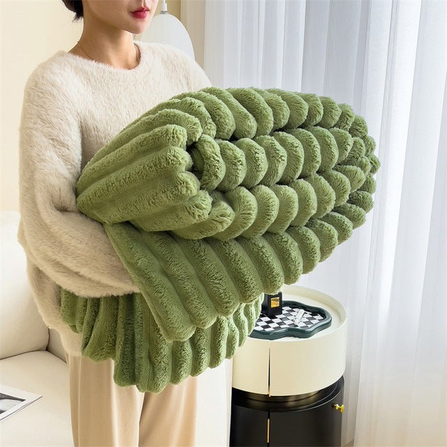 Nord4123 plaid in groen van imitatiebont van hoge kwaliteit – detailfoto van de afwerking