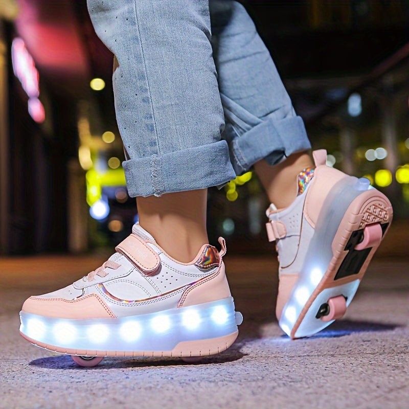 Nord4582 schoen van ademende stof, kunststof wielen en led-verlichting – detail van de rand