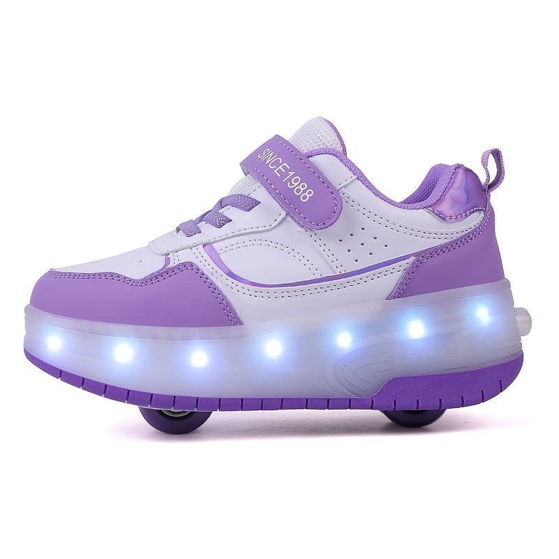 Nord4582 schoen van ademende stof, kunststof wielen en led-verlichting – zijaanzicht