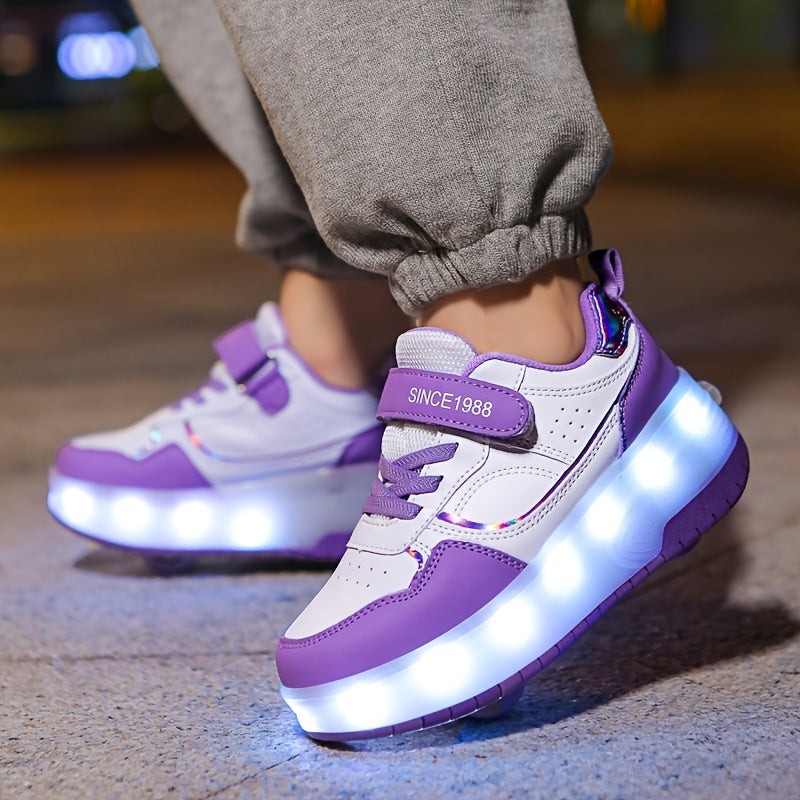 Nord4582 schoen van ademende stof, kunststof wielen en led-verlichting – in gebruik
