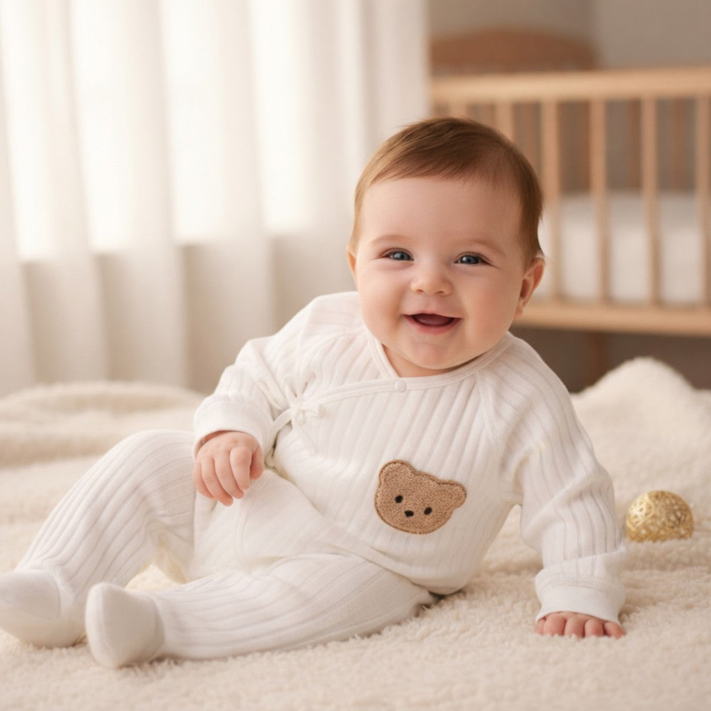 Nord5523 product in kaki van 100% katoen geschikt voor baby's en jonge kinderen eenvoudig te wassen – in een woonkamer