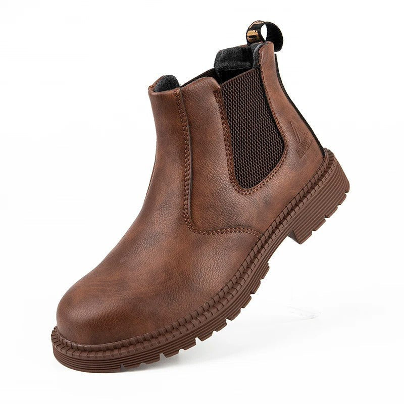 Nord8019 schoen in donkerbruin van rubber – detailfoto van de afwerking