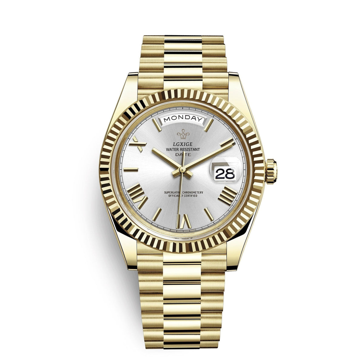 Nord8770 horloge in goud / wit van roestvrij staal – met de meegeleverde onderdelen