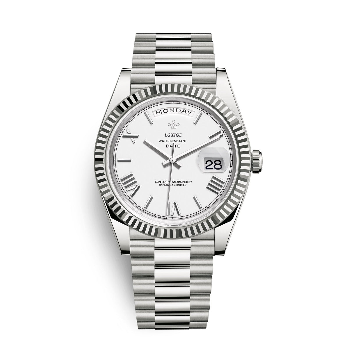Nord8770 horloge in wit van roestvrij staal – van bovenaf gezien