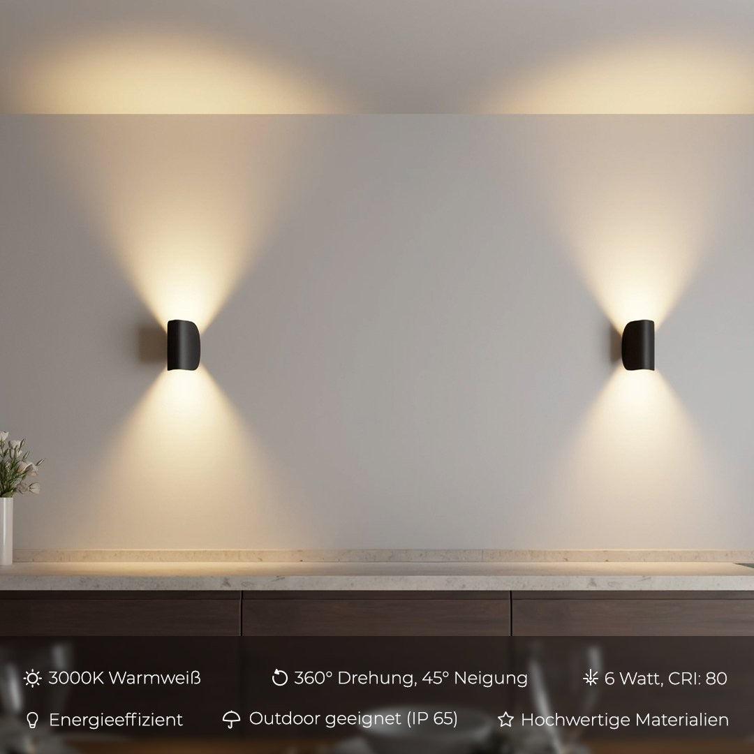 Norvela wandlamp van hoogwaardig aluminium – detailfoto van de afwerking