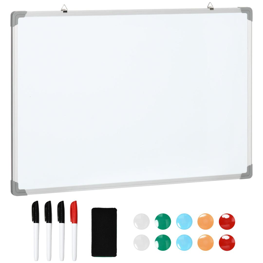 Whiteboard op standaard – magnetisch, draaibaar en verrijdbaar, inclusief markers en wisser, 120 × 90 cm
