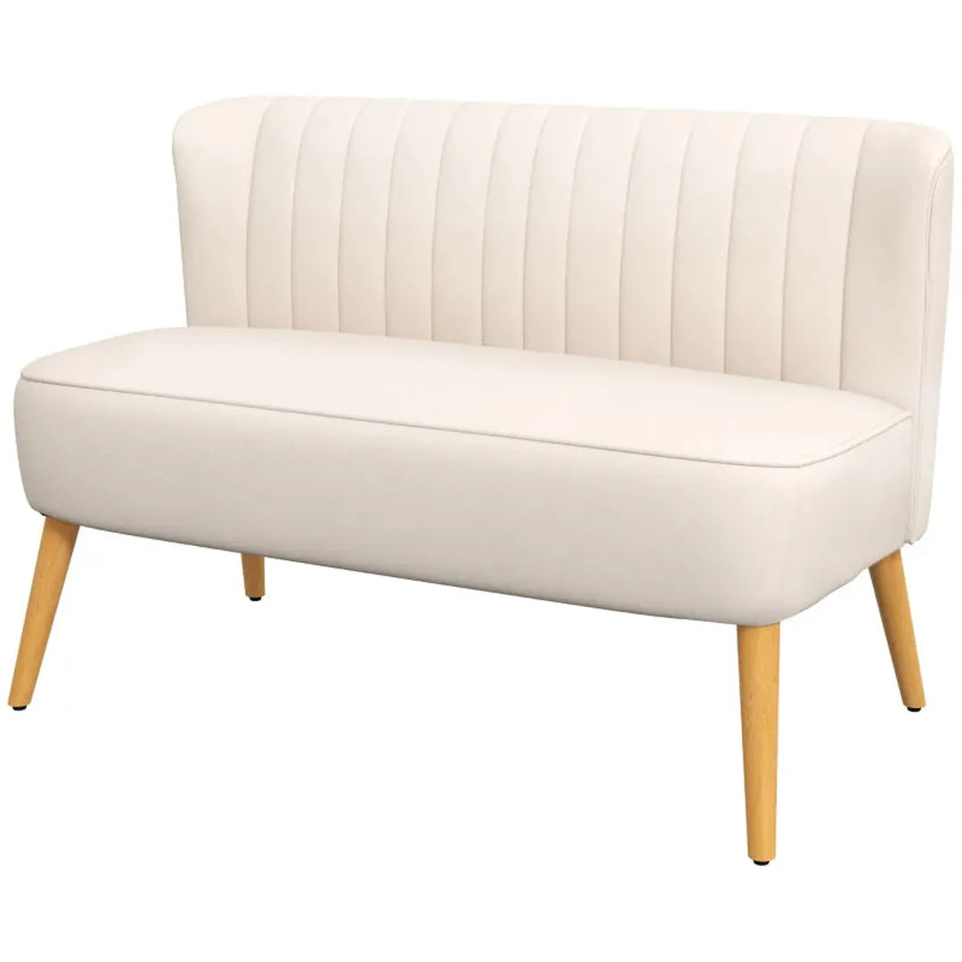 2-zits stoffen bank – gestoffeerd met fluweelachtig polyester – donker groen – houtframe – 117 x 56,5 x 77 cm
