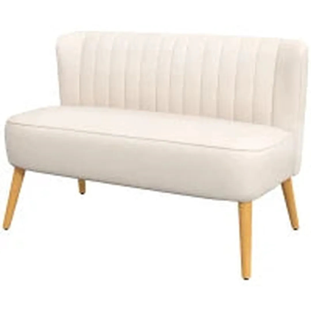 2-zits stoffen bank – gestoffeerd met fluweelachtig polyester – donker groen – houtframe – 117 x 56,5 x 77 cm