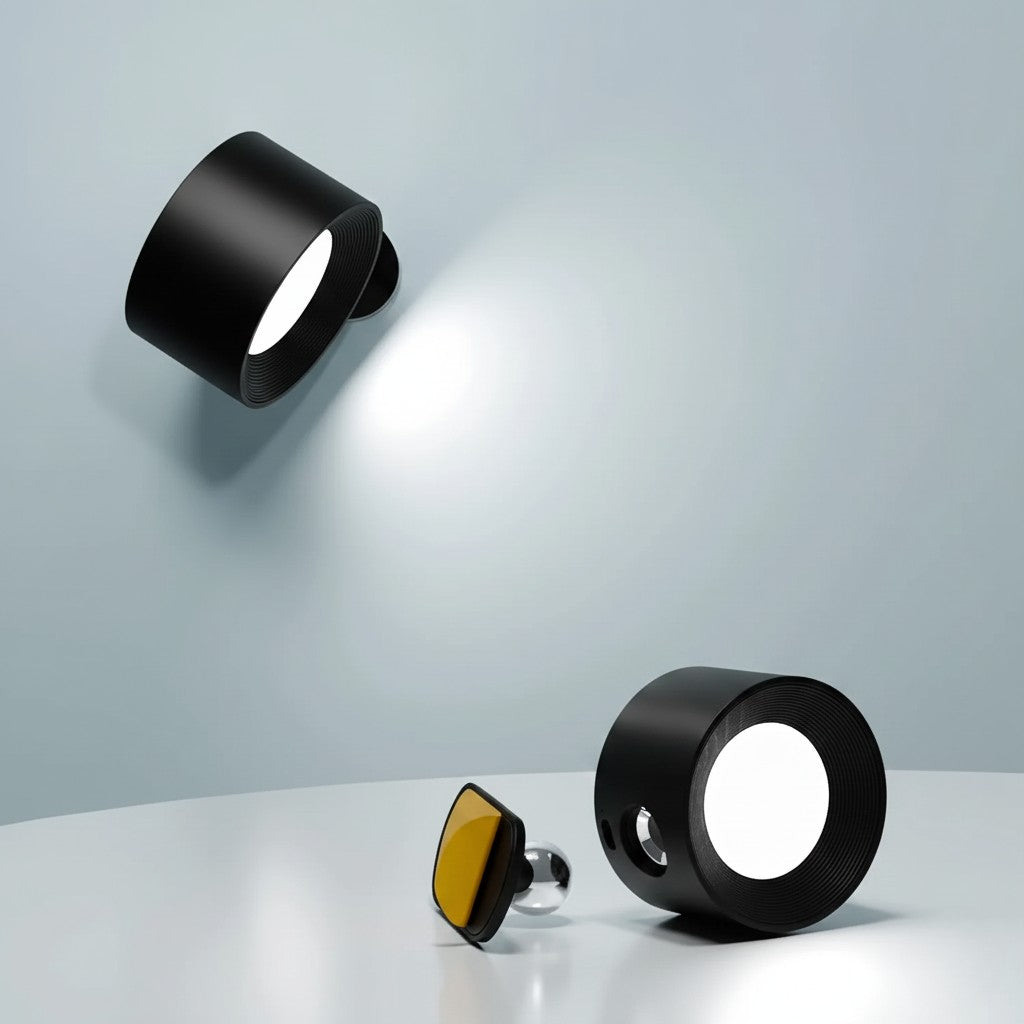 Ombra wandlamp in zwart van abs/pc-kunststof – in een woonkamer